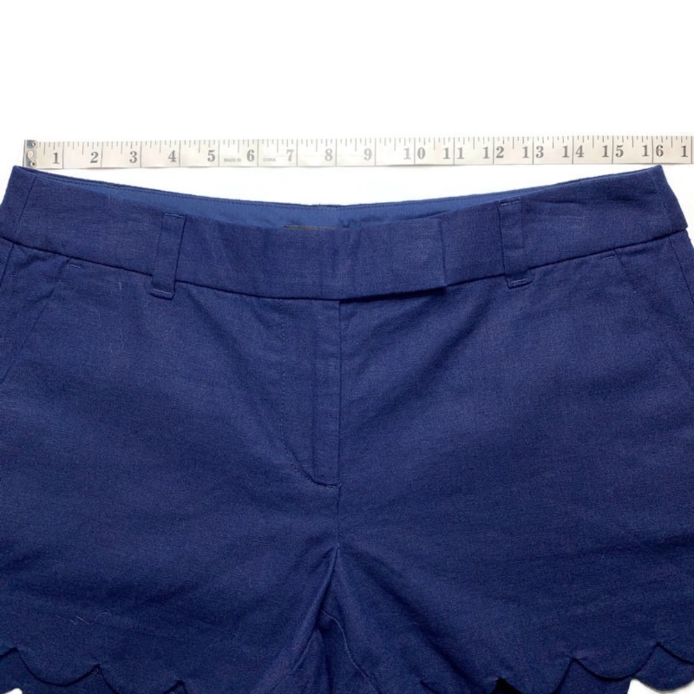J. Crew White‎ Scallop Linen-Blend Shorts - Picture 4 of 9
